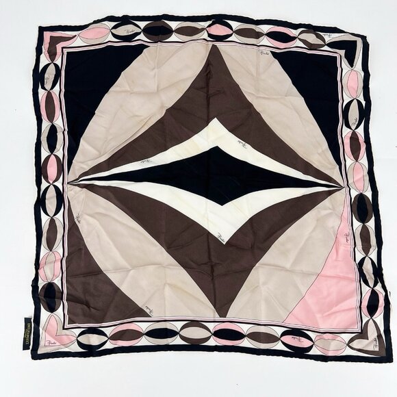 Emilio Pucci Firenze Print Silk Twill Square Scarf Abstract Geometric Italy - Picture 1 of 4